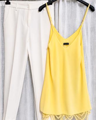 completo elegante  bianco e giallo 