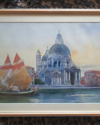 Quadro acquerello Santa Maria della Salute Venezia