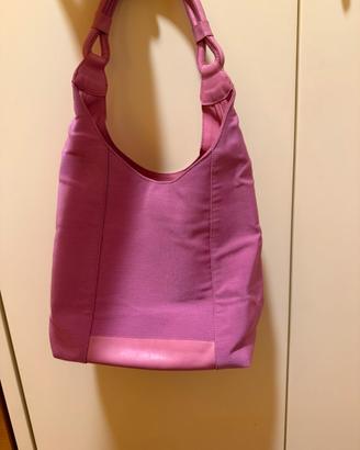 Borsa shopper rosa in tessuto fatta a mano