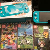 Nintendo switch lite con giochi e custodie