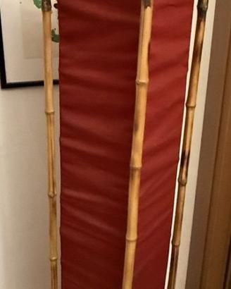 Lampada da Terra in Tela bordeaux e Bamboo