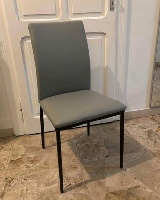 4 Sedie in similpelle Grigio Chiaro Trapuntate