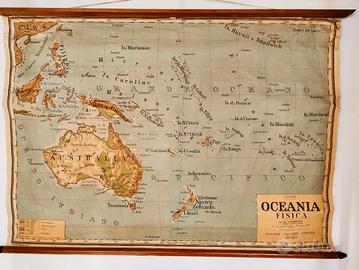 Carta Geografica Oceania antica vintage design