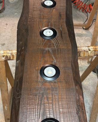 Lampada artigianale in legno massello 150cm