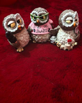Set 3 Statuine Civette,Gufo - Les Alpes