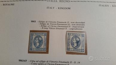 Regno 1863 - francobolli 15 centesimi