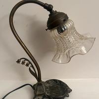 Lampada bronzo e vetro antica anni 50
