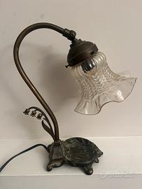 Lampada bronzo e vetro antica anni 50