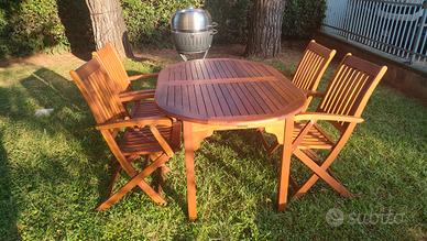 Tavolo da giardino estendibile e 4 sedie