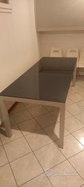 tavolo  con piano  in vetro