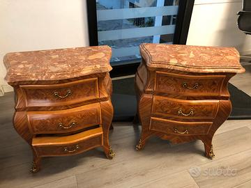 COPIA COMODINI INTARSIATI ANTIQUARIATO NAPOLETANO