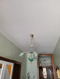 lampadario murano  3 luci verde