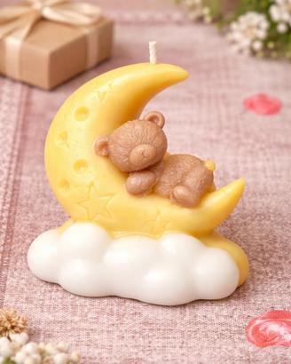 Candela artigianale orsetto sulla luna