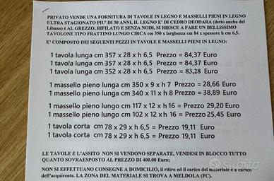 TAVOLE IN LEGNO E MASSELLI DI CEDRO DEODARA