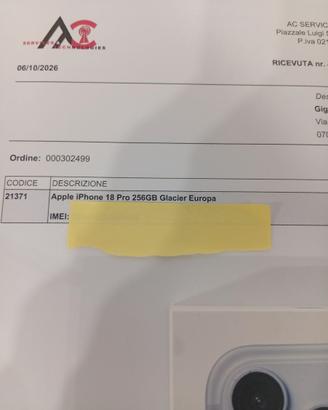 Apple iPhone 18 Pro 256 GB Glacier Ghiaccio -Nuovo
