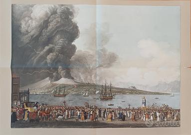Antica stampa eruzione Vesuvio