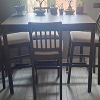 TAVOLO ALTO 105cm 120x80 con 4 sedie