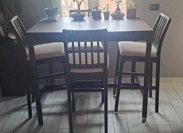 TAVOLO ALTO 105cm 120x80 con 4 sedie