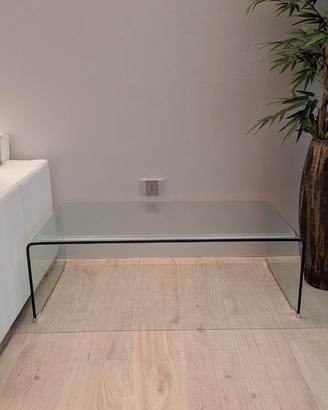 Tavolino da Salotto in Vetro Curvato 110x55x35 cm