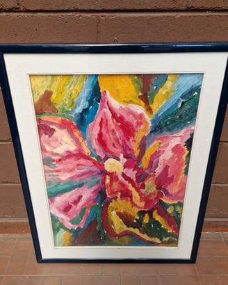 Dipinto olio su tela orchidea di Mara Azzarà 1987