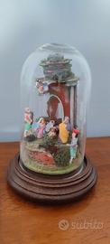Presepe Artigianale vintage Campana vetro e Legno