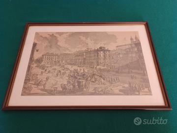 Veduta Piazza di Spagna, Antica Stampa -Roma.