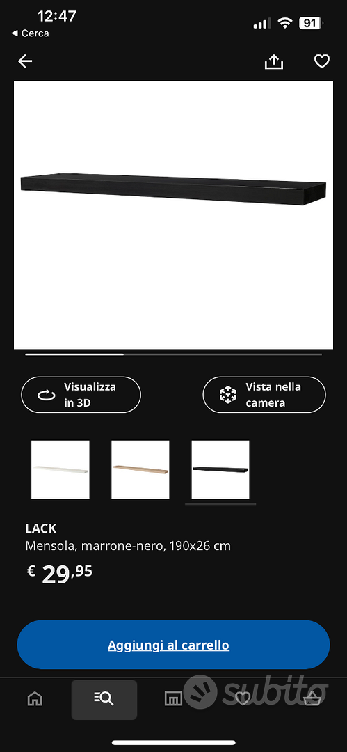 LACK Mensola, bianco, 190x26 cm - IKEA Italia