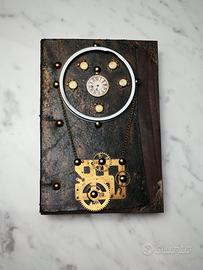 Steampunk taccuino artigianale legno e cuoio