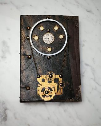 Steampunk taccuino artigianale legno e cuoio