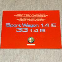 ALLEGATO AL LIBRETTO ALFA 33 S.W. 1.4 IE
