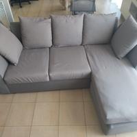 Divano angolare con penisola grigio 230x140 cm