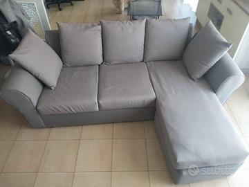 Divano angolare con penisola grigio 230x140 cm