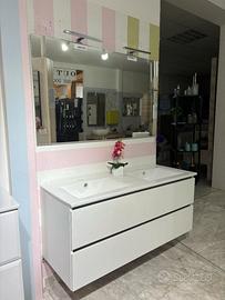 MOBILE BAGNO 120CM + DOPPIO LAVABO + SPECCHIO