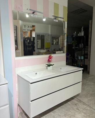 MOBILE BAGNO 120CM + DOPPIO LAVABO + SPECCHIO