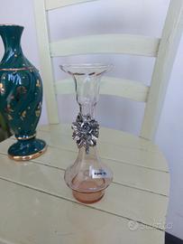 Vasetto vetro decoro argento 