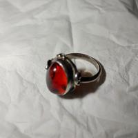 anello arg.935 con ambra baltica stile asiatico