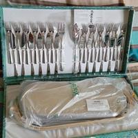 Servizio di posate per 12 da pesce inox e oro