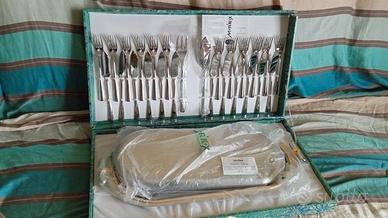 Servizio di posate per 12 da pesce inox e oro