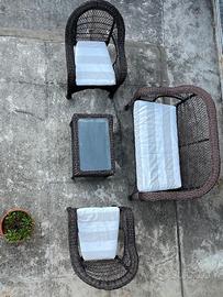 Set arredo da giardino in PVC tipo midollino