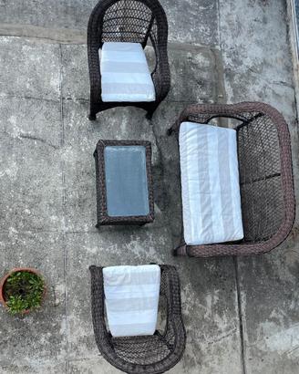 Set arredo da giardino in sintetico tipo midollino