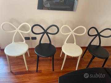 Set di 4 sedie Qeeboo modello ribbon  2 nere