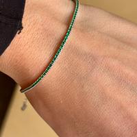 Braccialetto tennis verde argento 925