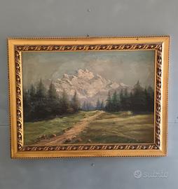 PAESAGGIO ALPINO OLIO SU CARTONCINO