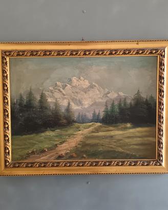 PAESAGGIO ALPINO OLIO SU CARTONCINO