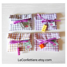  Bomboniere, 40 bustine rosa con ciondolo Lego 