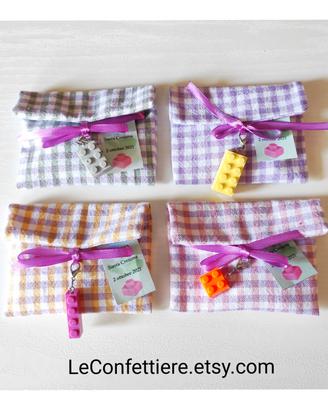  Bomboniere, 40 bustine rosa con ciondolo Lego 