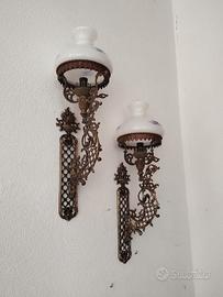 Coppia di appliques in ottone