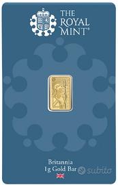 LINGOTTO ORO PURO 1g BRITANNIA THE ROYAL MINT
