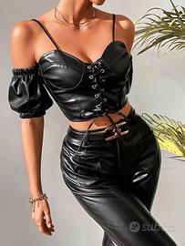 Top similpelle nero