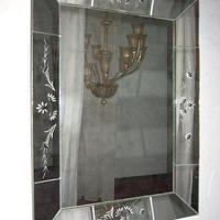 1950 Specchio rettangolare con incisioni di Venini